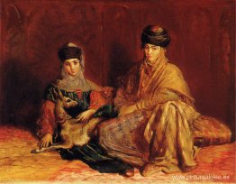 Mujer y niña de Constantino con una gacela