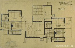 Diseño, planos y axonometría de departamento tipo estudio doble.