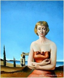 retrato de mujer en paisaje marino