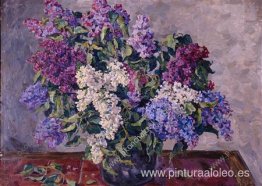 Bodegón. Lilas en el cubo.