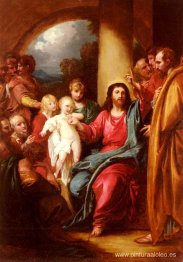 Cristo mostrando a un niño pequeño como emblema del cielo