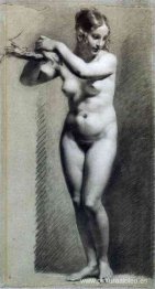 Dibujo de Desnudo Femenino con carboncillo y tiza.