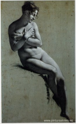 Dibujo de Desnudo Femenino con carboncillo y tiza.