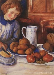 Katya en la mesa de la cocina 