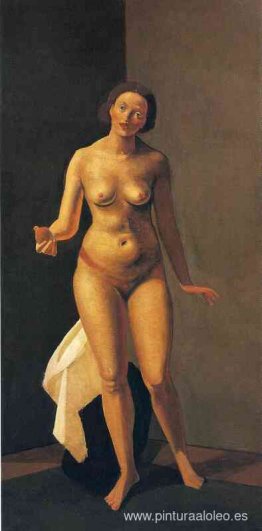 Desnudo femenino sosteniendo manzana