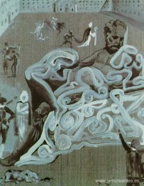 Escena en el Patio del Escorial con una figura en primer plano i