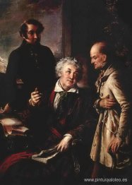 Retrato de Fedor Semenovich Moslov con empleados de la ganadería