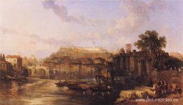 Roma, vista sobre el Tíber mirando hacia los montes Palatino y A