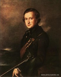 Retrato de yu. F. Samarin con traje de caza