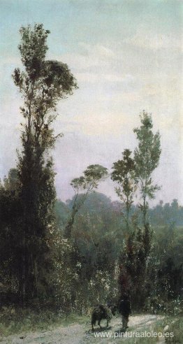 Paisaje italiano con un campesino.