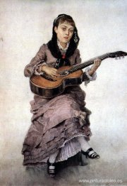 Retrato de la princesa S. A. Kropotkina con guitarra