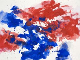 Red & Blue' - pintura abstracta de acuarela sobre papel - nr. G
