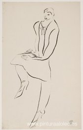 Mujer leyendo sobre la rodilla derecha