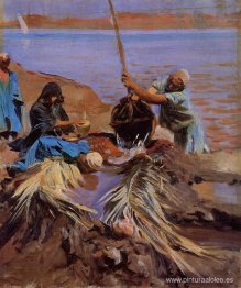 Los egipcios extrayendo agua del Nilo