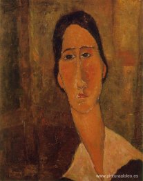 Jeanne Hebuterne con cuello blanco