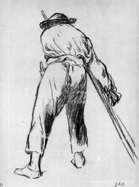 Boceto de granjero en movimiento