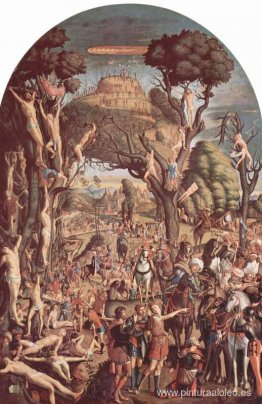 La crucifixión y la glorificación de los diez mil mártires en el