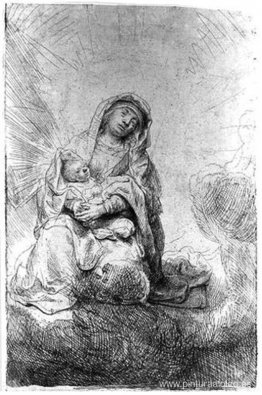 Virgen y el Niño en las Nubes