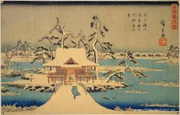 Santuario Benzaiten en Inokashira en la nieve