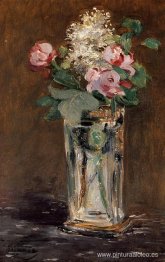 Flores en un jarrón de cristal