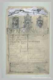 Proyecto de frontispicio para Macbeth orné de tres têtes couronn