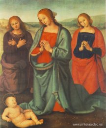 Virgen con santos adorando al niño.