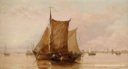 Una barcaza en el Texel