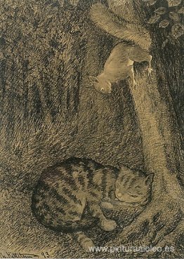 gato y ardilla