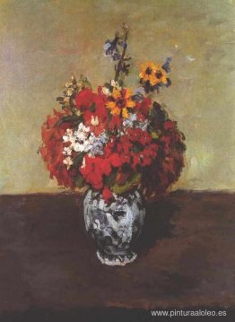 Dalias en un jarrón de Delft