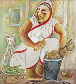 Mujer vendiendo maíz
