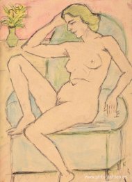 Desnudo en silla verde