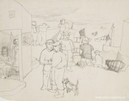 Pescadores y barcos