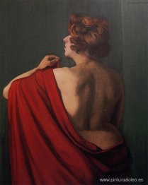 Mujer con mantón rojo