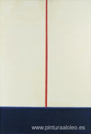 Composición azul-rojo sobre blanco.