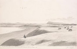 Parte de la laguna de agua salada y vista del Monte Macedonia co