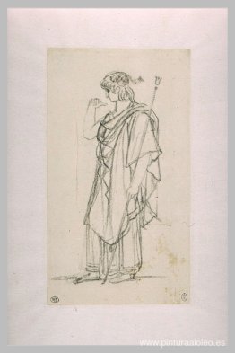 La figura de Orestes, de pie y cubierto.