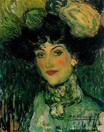 Mujer con sombrero de plumas