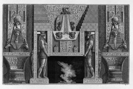 Chimenea de estilo egipcio, dos lados grandes con figuras que so