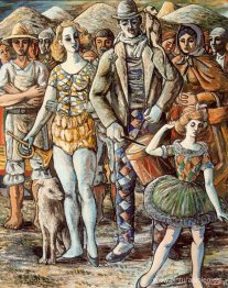 Titiritero en la plaza del pueblo.