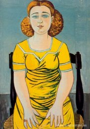 Retrato de mujer rubia sentada