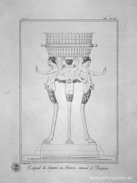 Trípode con sátiros, encontrado en Pompeya (inc. en esquema)