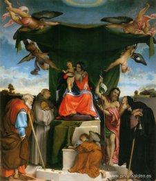 Virgen entronizada con ángeles y santos, San José y San Bernardo