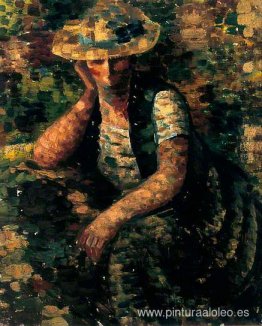 Mujer con sombrero de paja