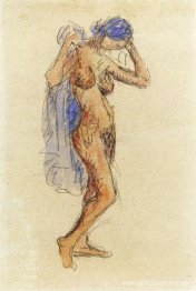 Modelo desnuda con cortinas