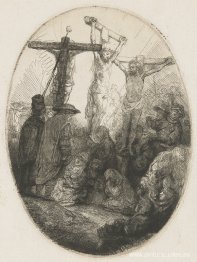 Cristo crucificado entre los dos ladrones una placa ovalada