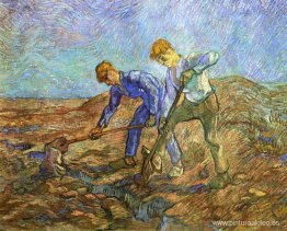 Dos campesinos cavando (después de Millet)