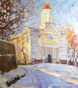 paisaje invernal con una iglesia