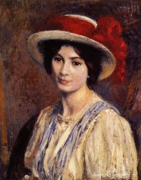 Sombrero con cinta roja