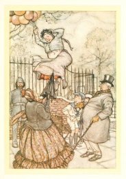 La señora de los globos, que se sienta afuera.