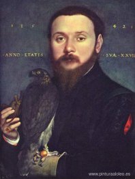 Retrato de noble con un halcón.
